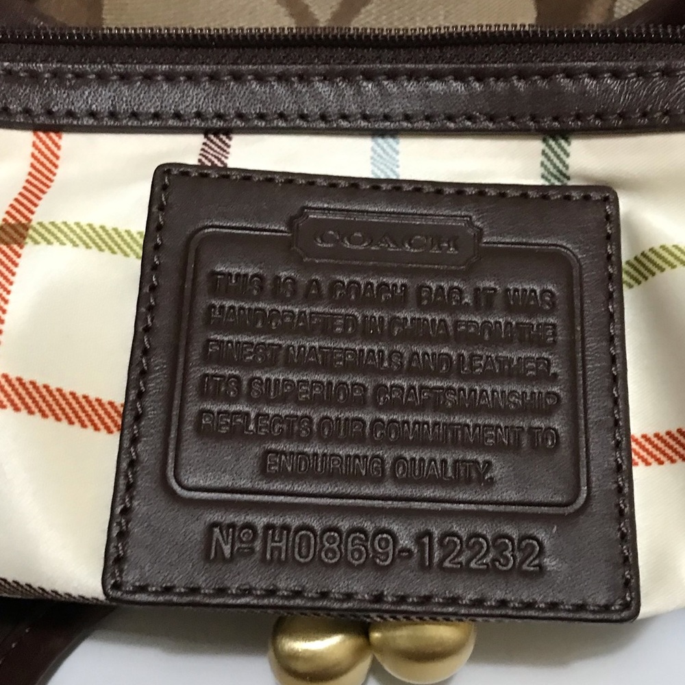 Coach Brown Signature Canvas Shoulder Bag with Dark Brown Leather Trim - Picture 10 of 11